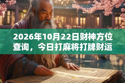 2026年10月22日财神方位查询，今日打麻将打牌财运方位