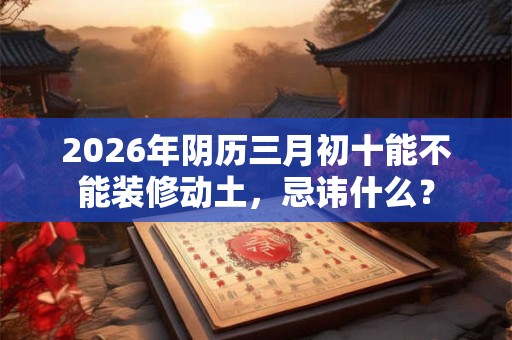 2026年阴历三月初十能不能装修动土，忌讳什么？