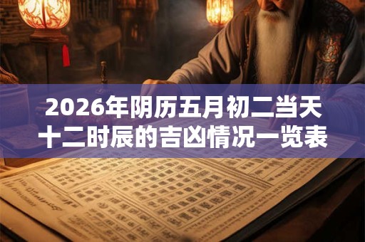 2026年阴历五月初二当天十二时辰的吉凶情况一览表