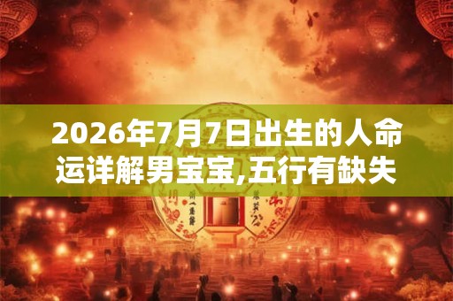 2026年7月7日出生的人命运详解男宝宝,五行有缺失吗