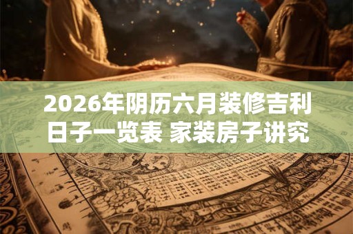 2026年阴历六月装修吉利日子一览表 家装房子讲究