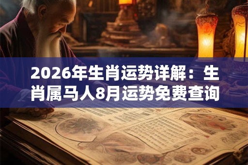 2026年生肖运势详解:生肖属马人8月运势免费查询 紫气东来未来可期 2026年生肖运势详解:生肖属马人8月运势免费查询 紫气东来未来可期