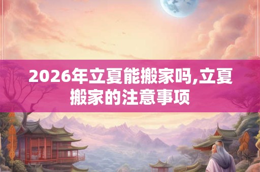 2026年立夏能搬家吗,立夏搬家的注意事项