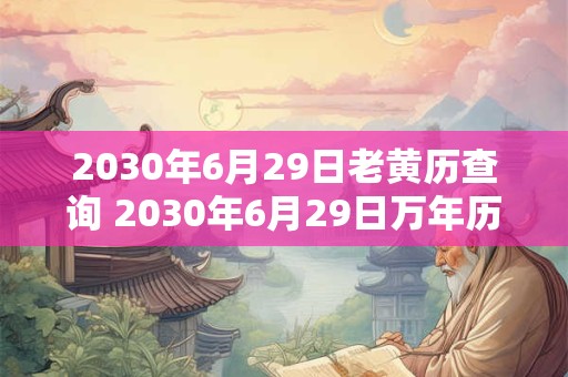 2030年6月29日老黄历查询 2030年6月29日万年历黄道吉日