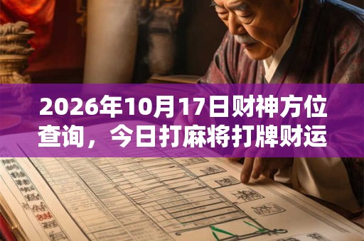 2026年10月17日财神方位查询，今日打麻将打牌财运方位