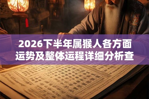 2026下半年属猴人各方面运势及整体运程详细分析查询