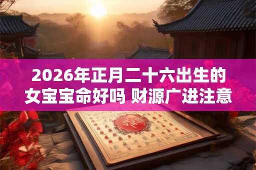 2026年正月二十六出生的女宝宝命好吗 财源广进注意家庭