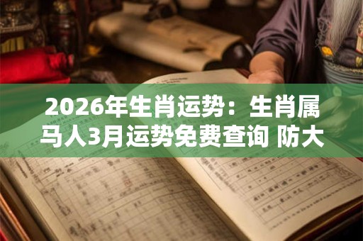 2026年生肖运势：生肖属马人3月运势免费查询 防大手大脚避小人