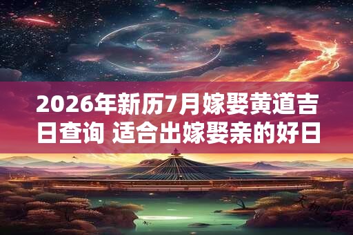 2026年新历7月嫁娶黄道吉日查询 适合出嫁娶亲的好日子 2026年新历7月嫁娶黄道吉日查询 适合出嫁娶亲的好日子