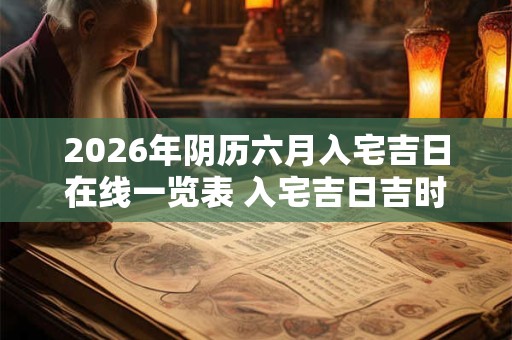 2026年阴历六月入宅吉日在线一览表 入宅吉日吉时