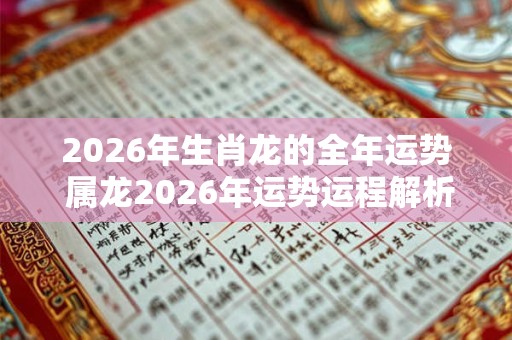 2026年生肖龙的全年运势 属龙2026年运势运程解析