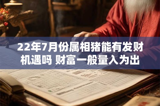 22年7月份属相猪能有发财机遇吗 财富一般量入为出