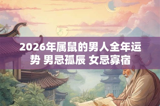 2026年属鼠的男人全年运势 男忌孤辰 女忌寡宿 2026年属鼠的男人全年运势 男忌孤辰 女忌寡宿