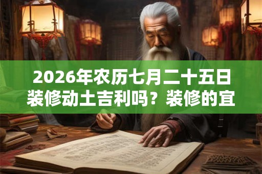 2026年农历七月二十五日装修动土吉利吗？装修的宜忌