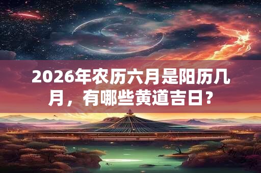 2026年农历六月是阳历几月，有哪些黄道吉日？