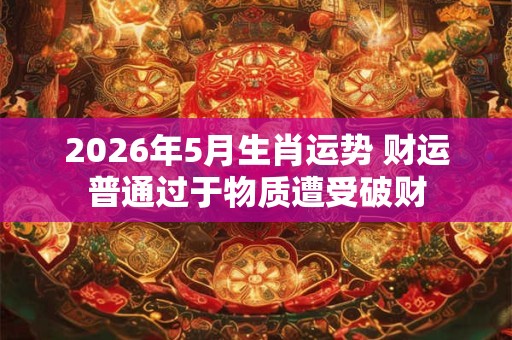 2026年5月生肖运势 财运普通过于物质遭受破财