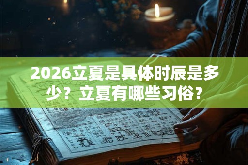 2026立夏是具体时辰是多少？立夏有哪些习俗？