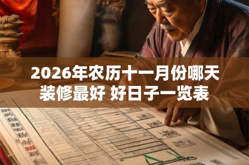 2026年农历十一月份哪天装修最好 好日子一览表 2026年农历十一月份哪天装修最好 好日子一览表