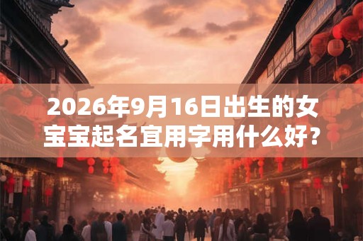 2026年9月16日出生的女宝宝起名宜用字用什么好？