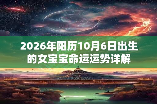 2026年阳历10月6日出生的女宝宝命运运势详解 2026年阳历10月6日出生的女宝宝命运运势详解