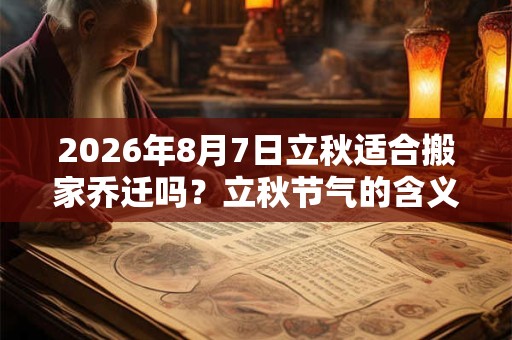 2026年8月7日立秋适合搬家乔迁吗？立秋节气的含义