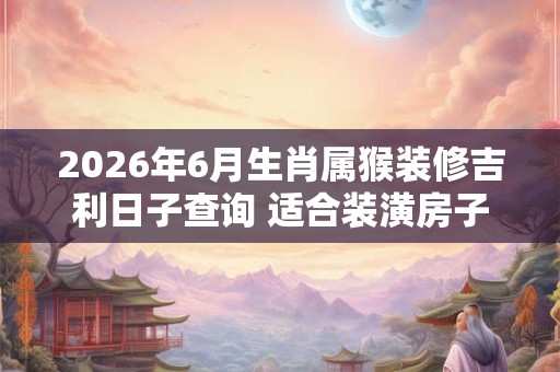 2026年6月生肖属猴装修吉利日子查询 适合装潢房子日子