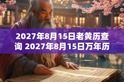 2027年8月15日老黄历查询 2027年8月15日万年历黄道吉日
