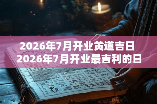2026年7月开业黄道吉日 2026年7月开业最吉利的日子