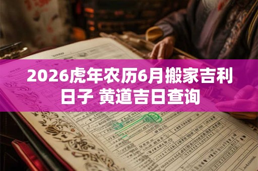 2026虎年农历6月搬家吉利日子 黄道吉日查询