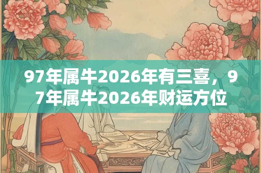 97年属牛2026年有三喜，97年属牛2026年财运方位