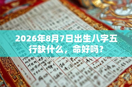 2026年8月7日出生八字五行缺什么，命好吗？