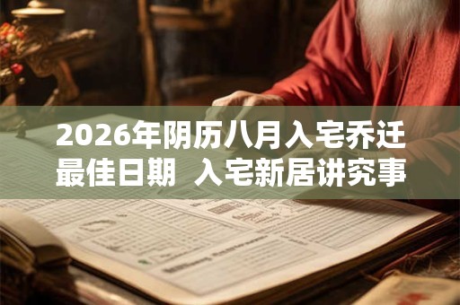 2026年阴历八月入宅乔迁最佳日期  入宅新居讲究事项
