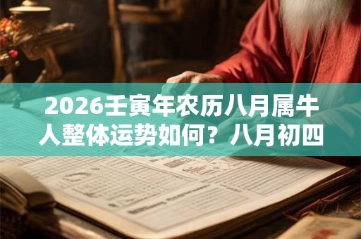 2026壬寅年农历八月属牛人整体运势如何?八月初四是吉日不 2026壬寅年农历八月属牛人整体运势如何?八月初四是吉日不
