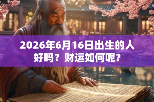 2026年6月16日出生的人好吗？财运如何呢？