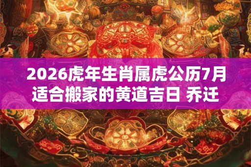 2026虎年生肖属虎公历7月适合搬家的黄道吉日 乔迁新居好时机