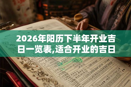 2026年阳历下半年开业吉日一览表,适合开业的吉日 2026年阳历下半年开业吉日一览表,适合开业的吉日