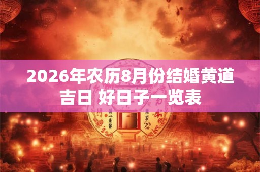2026年农历8月份结婚黄道吉日 好日子一览表