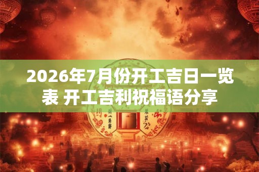 2026年7月份开工吉日一览表 开工吉利祝福语分享