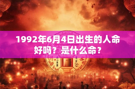 1992年6月4日出生的人命好吗?是什么命? 1992年6月4日出生的人命好吗?是什么命?