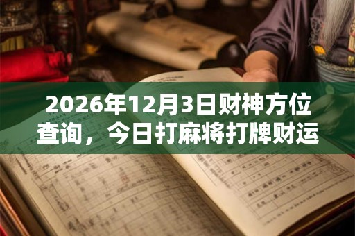 2026年12月3日财神方位查询，今日打麻将打牌财运方位