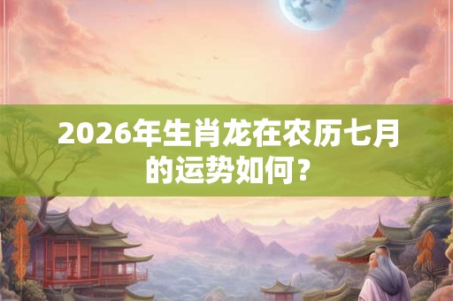 2026年生肖龙在农历七月的运势如何？