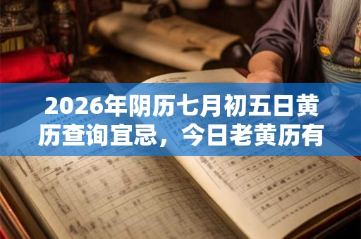 2026年阴历七月初五日黄历查询宜忌,今日老黄历有什么宜忌 2026年阴历七月初五日黄历查询宜忌,今日老黄历有什么宜忌