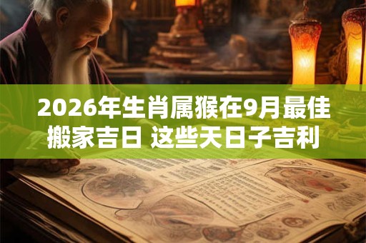 2026年生肖属猴在9月最佳搬家吉日 这些天日子吉利
