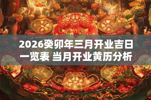 2026癸卯年三月开业吉日一览表 当月开业黄历分析