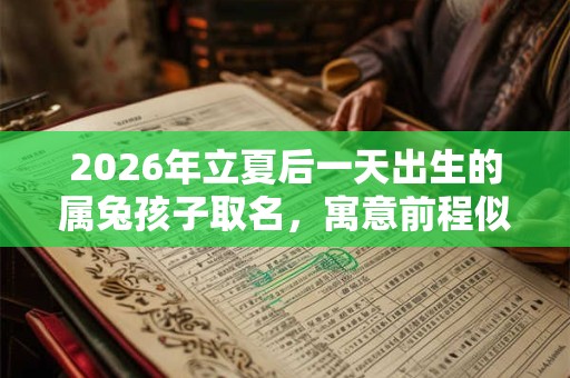 2026年立夏后一天出生的属兔孩子取名，寓意前程似锦的名字