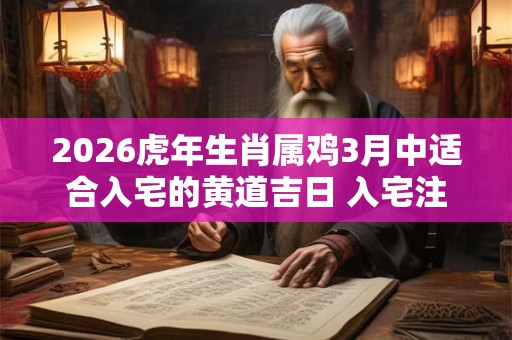 2026虎年生肖属鸡3月中适合入宅的黄道吉日 入宅注意事项