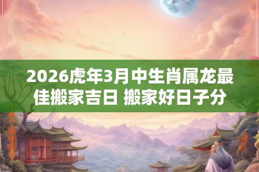 2026虎年3月中生肖属龙最佳搬家吉日 搬家好日子分析 2026虎年3月中生肖属龙最佳搬家吉日 搬家好日子分析