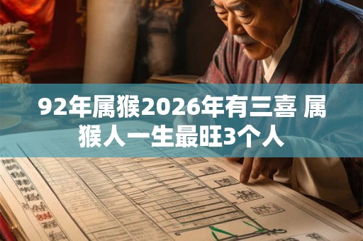 92年属猴2026年有三喜 属猴人一生最旺3个人