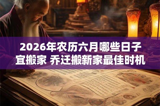 2026年农历六月哪些日子宜搬家 乔迁搬新家最佳时机