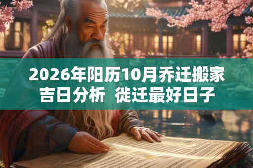 2026年阳历10月乔迁搬家吉日分析  徙迁最好日子